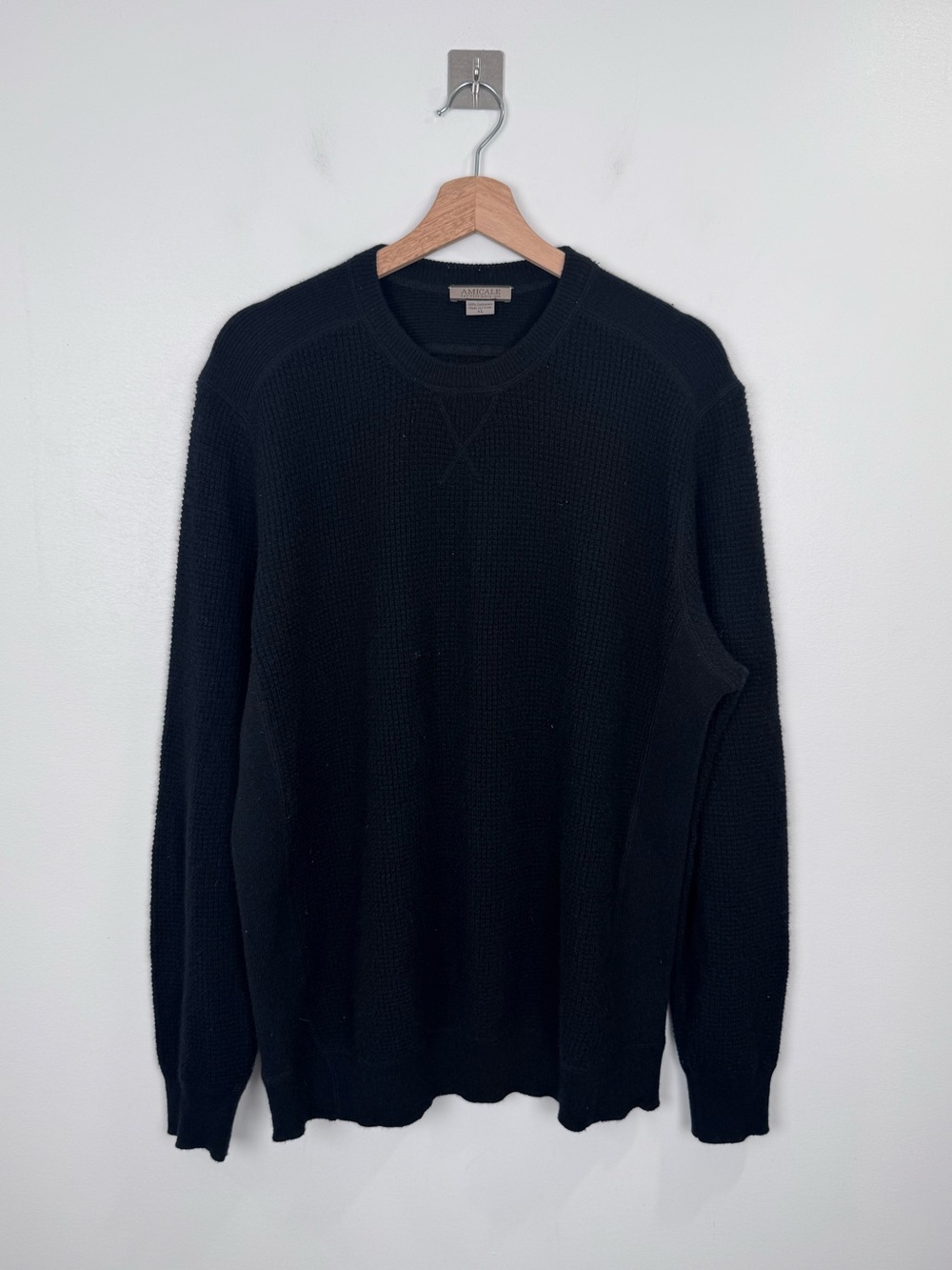 Amicale Men Black 100% Cashmere‎ Sweater XL